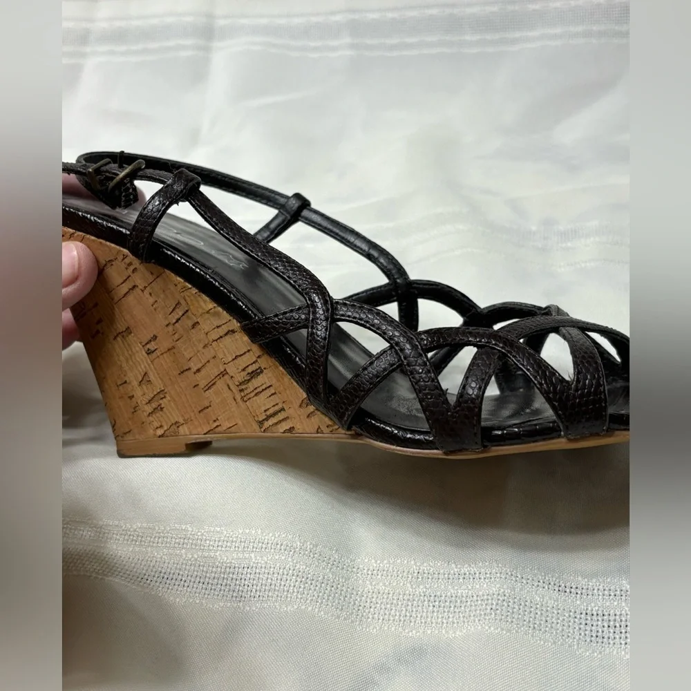 Aldo Vero Cuoio wedge black size 39 leather cork‎